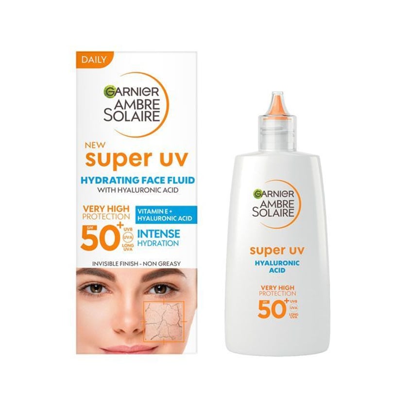 Garnier Ambre Solaire Super UV Αντηλιακή Κρέμα Προσώπου με Υαλουρονικό Οξύ SPF50+ 40ml