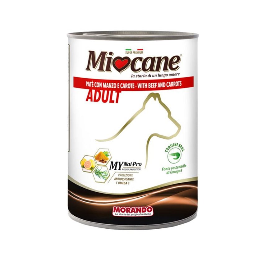 Miocane Adult Υγρή Τροφή για Σκύλους Πατέ με Βοδινό & Καρότο 400g
