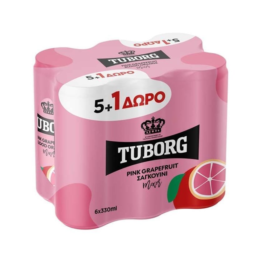Tuborg Σόδα Pink Grapefruit & Σαγκουίνι 6x330ml 5+1 Δώρο