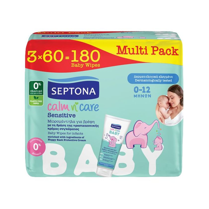 Septona Calm n` Care Μωρομάντηλα Sensitive 3x60τεμ