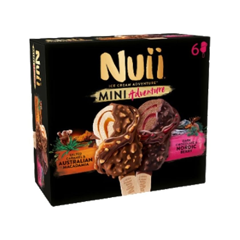 Nuii Mini Παγωτό Ξυλάκι Salted Caramel & Nordic Berry 6x55ml