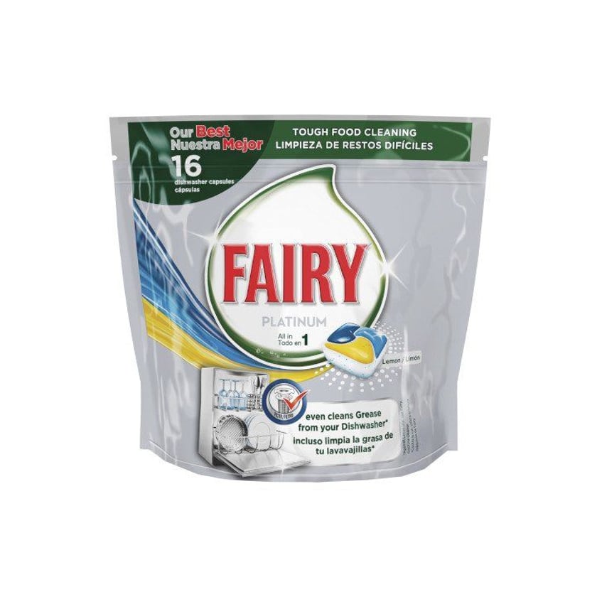 Fairy Platinum All in One Κάψουλες Πλυντηρίου Πιάτων Λεμόνι 16τεμ