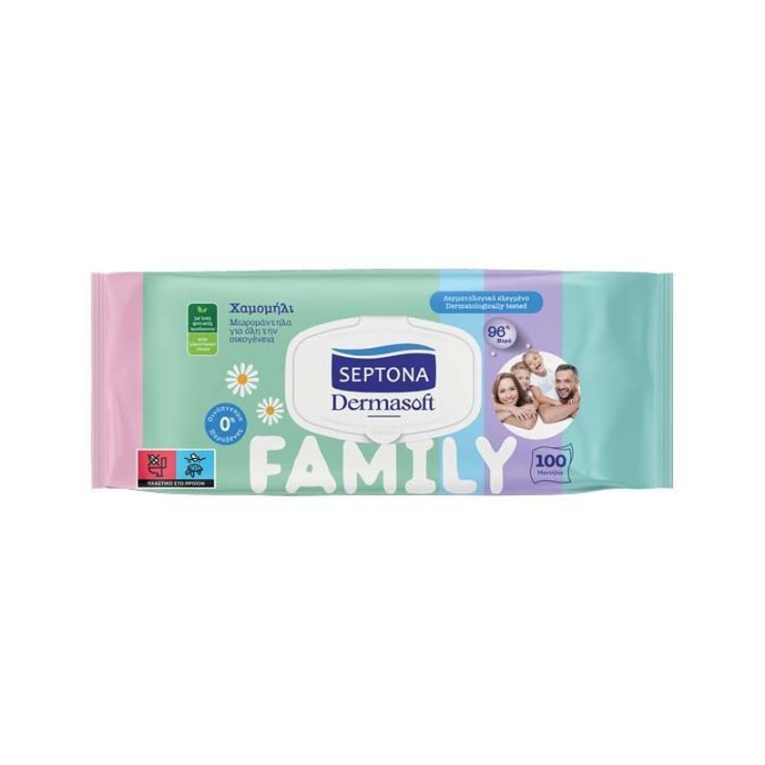 Septona Μωρομάντηλα Dermasoft Family 100τεμ