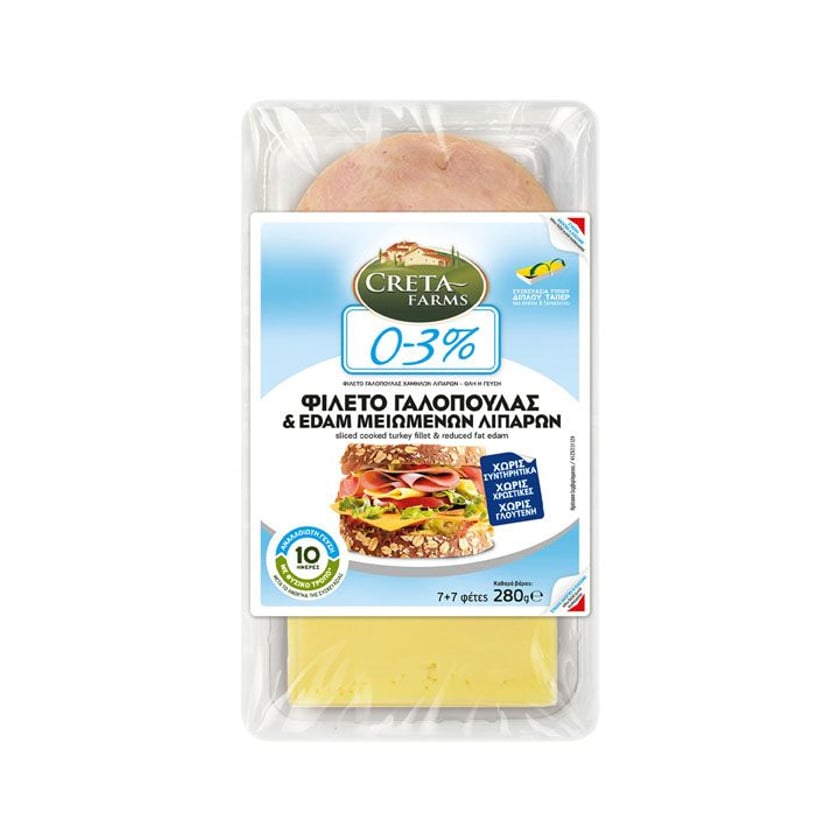 Creta Farms Set Φιλέτο Γαλοπούλα & Edam σε Φέτες 0-3% 280g