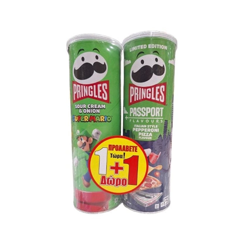 Pringles Πατατάκια Sour Cream & Onion + Passport Italian Style Pepperoni Pizza 2x165g 1+1 Δώρο
