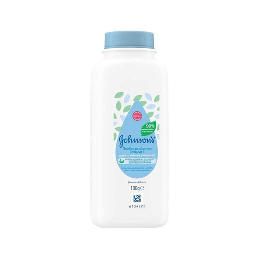 Johnson`s Baby Πούδρα με Αλόη & Βιταμίνη Ε 100g
