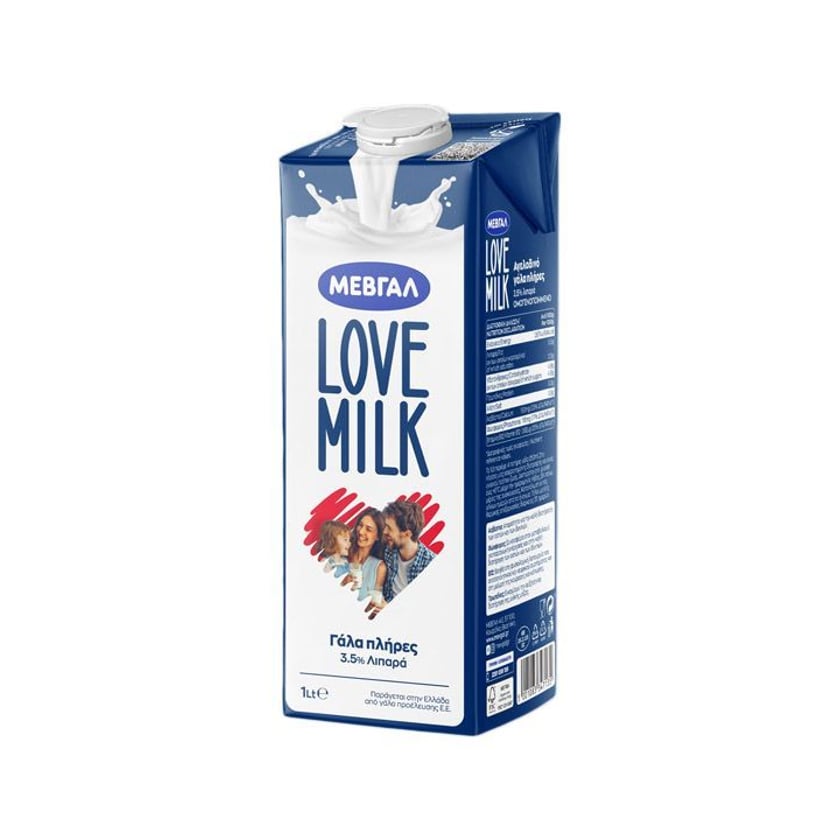 Μεβγάλ Love Milk Γάλα Υψηλής Παστερίωσης Πλήρες 1l