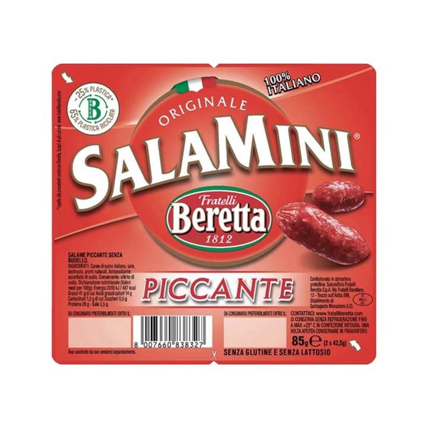 Fratelli Beretta Salamini Piccanti Χωρίς Γλουτένη 85g