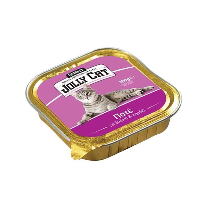 Jolly Cat Υγρή Τροφή για Γάτες Πατέ με Βοδινό & Καρδιά 100g