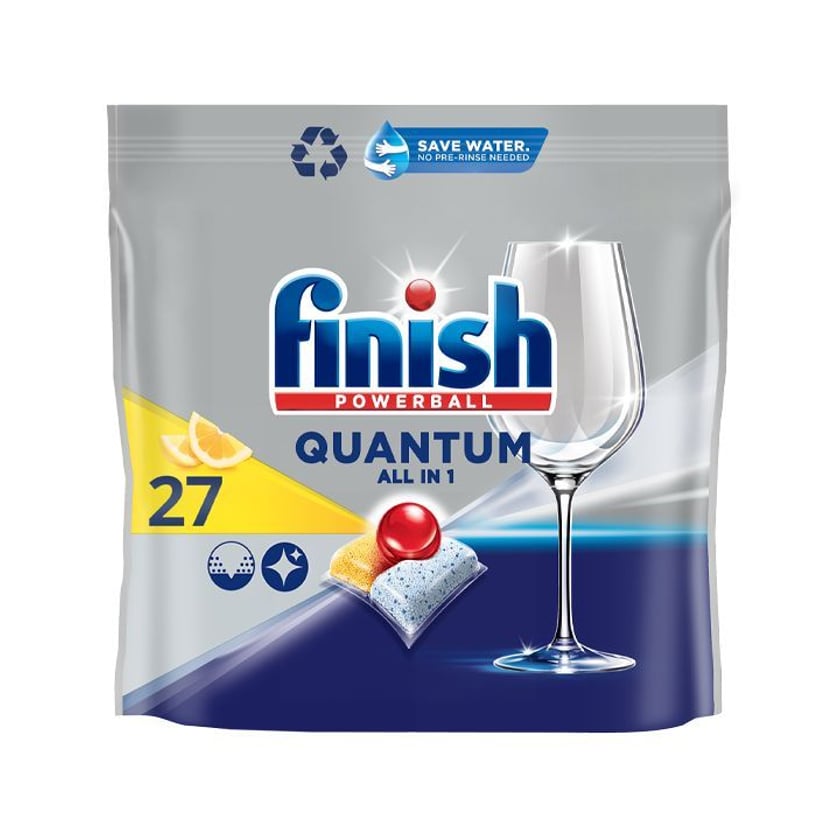 Finish Απορρυπαντικό Πλυντηρίου Πιάτων Σε Κάψουλες Quantum All in 1 Λεμόνι 27 ταμπλέτες
