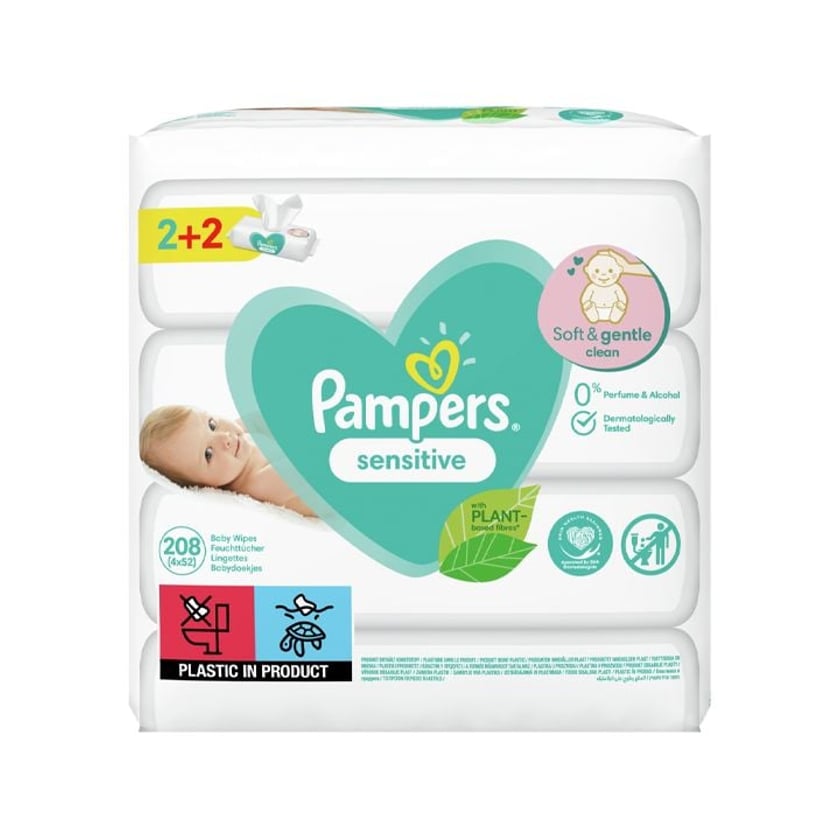 Pampers Sensitive Μωρομάντηλα 4x52τεμ 2+2 Δώρο