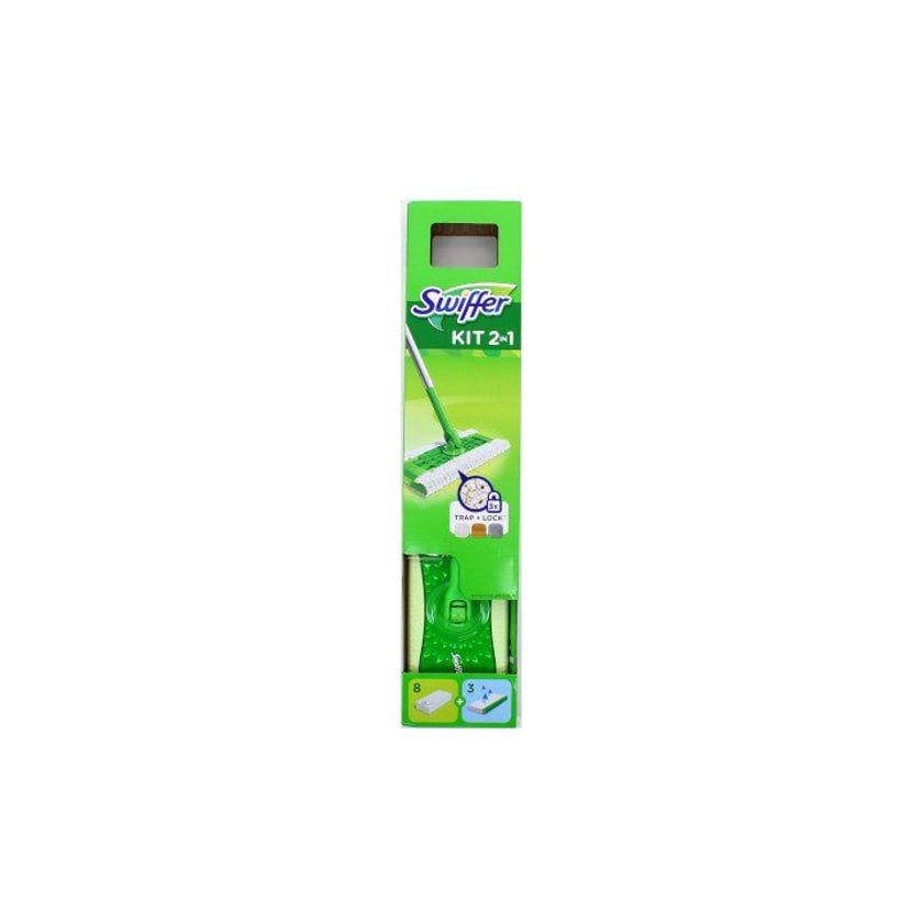Swiffer Dry & Wet Kit Σκούπα Με Πανάκια Ξεσκονίσματος 8τεμ &  Υγρά Πανάκια Καθαρισμού Δαπέδων 3τεμ