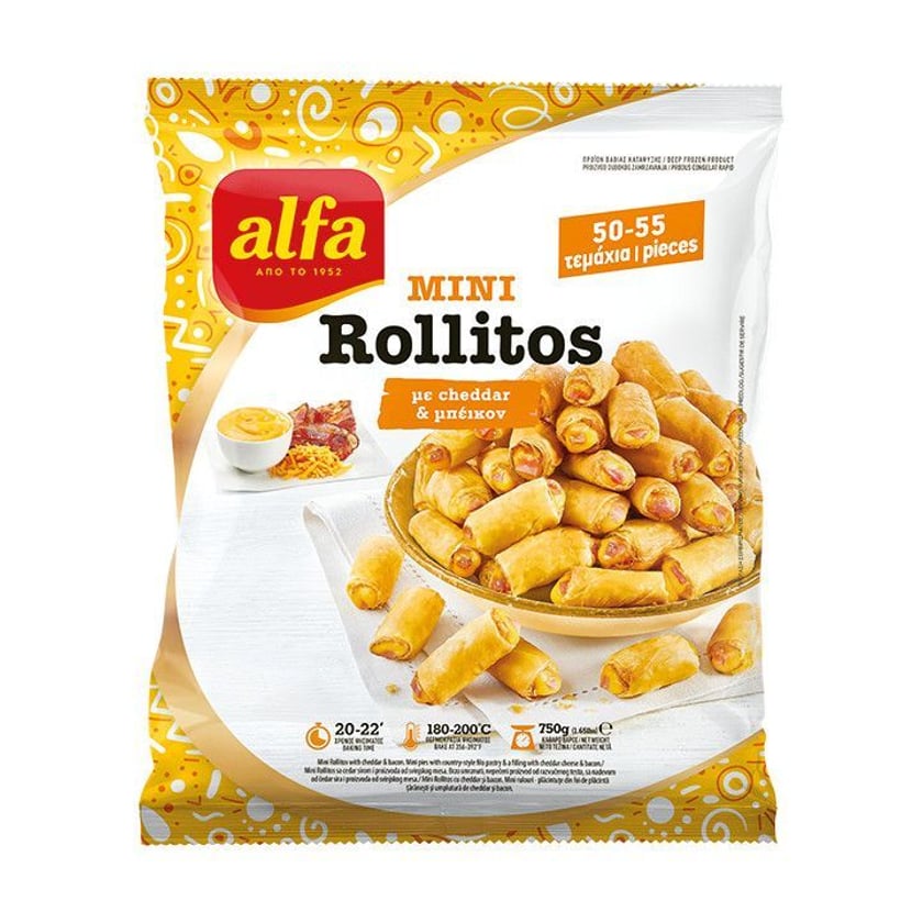 Alfa Mini Rollitos με Cheddar & Μπέικον 750g