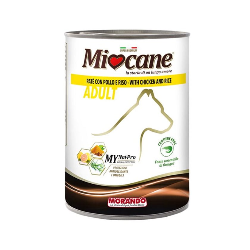 Miocane Adult Υγρή Τροφή για Σκύλους Πατέ με Κοτόπουλο & Ρύζι 400g