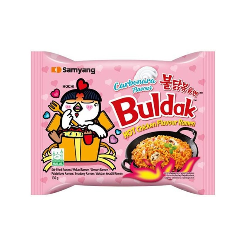 Samyang Buldak Καυτερά Noodles Ramen Κοτόπουλο Καρμπονάρα 130g
