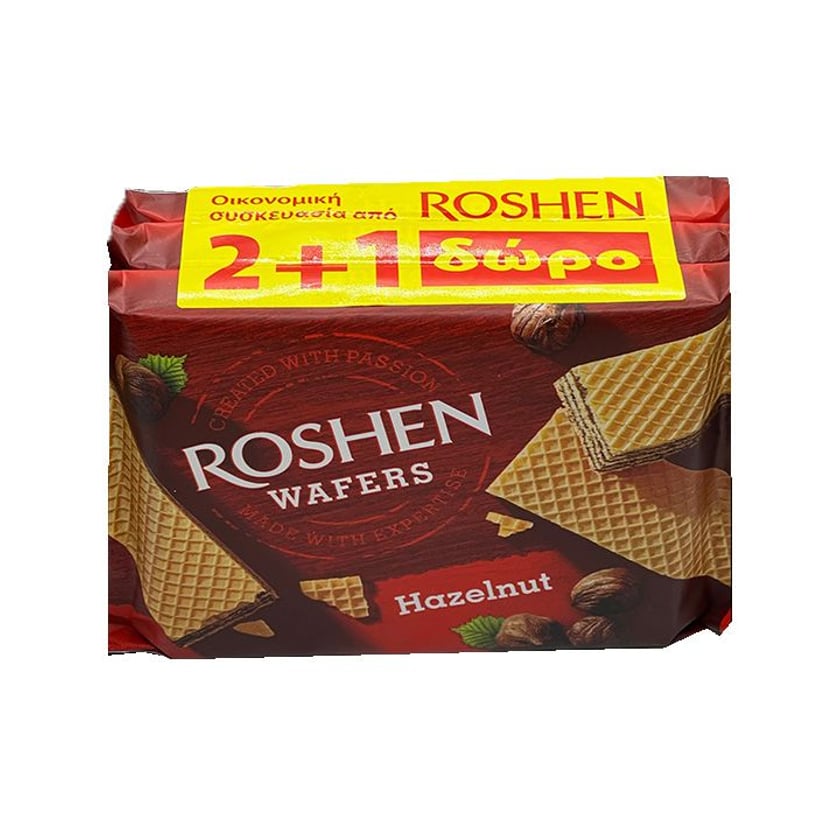 Roshen Γκοφρέτα με Κρέμα Φουντούκι 3x72g 2+1 Δώρο