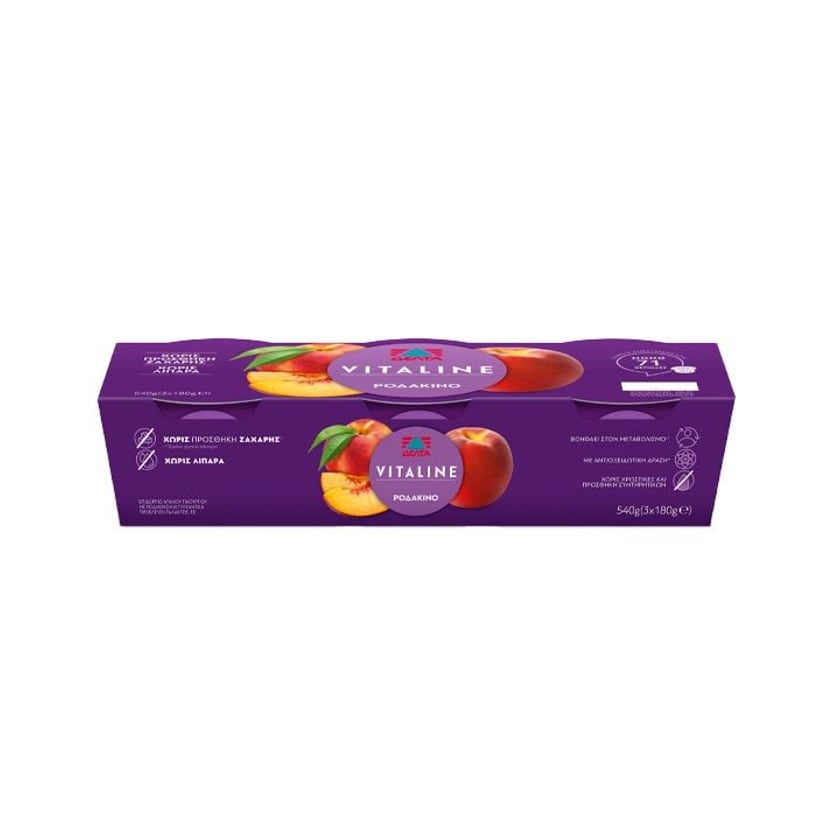 Δέλτα Vitaline Επιδόρπιο Γιαουρτιού Ροδάκινο 3x180g