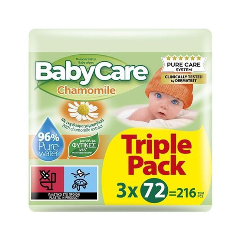 Babycare Μωρομάντηλα Χαμομήλι Triple Pack 3x72τεμ