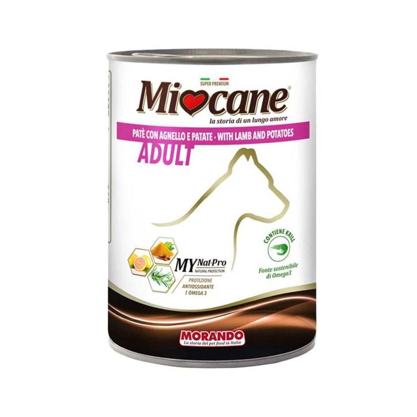 Miocane Adult Υγρή Τροφή για Σκύλους Πατέ με Αρνί & Πατάτα 400g