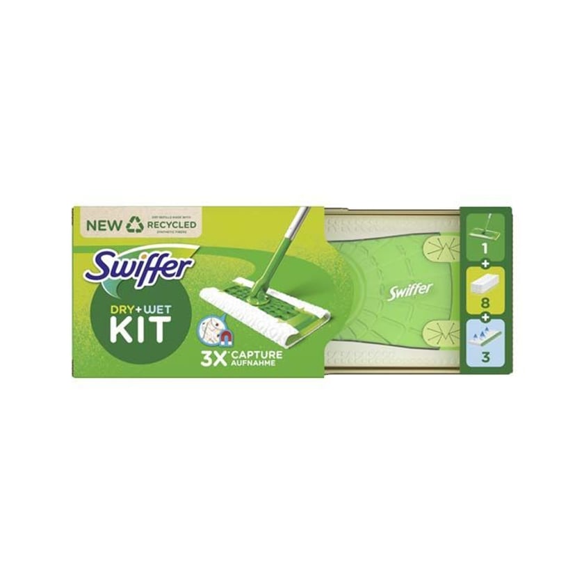 Swiffer Σκούπα με Πανάκια Ξεσκονίσματος 8τεμ & Υγρά Πανάκια Καθαρισμού Δαπέδων 3τεμ