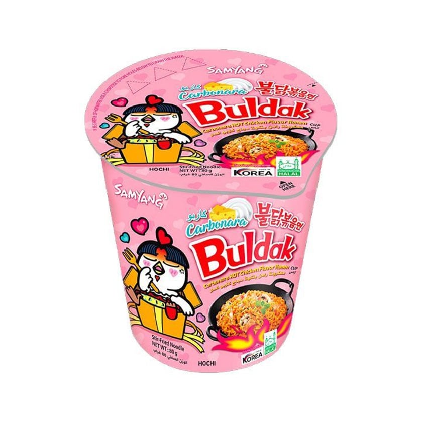 Samyang Buldak Καυτερά Noodles Ramen Κοτόπουλο Καρμπονάρα σε Μπολ 80g