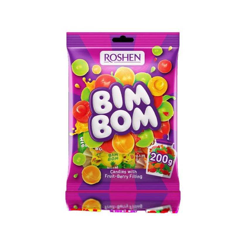 Roshen Bim Bom Καραμέλες με Γέμιση Φρούτων 200g