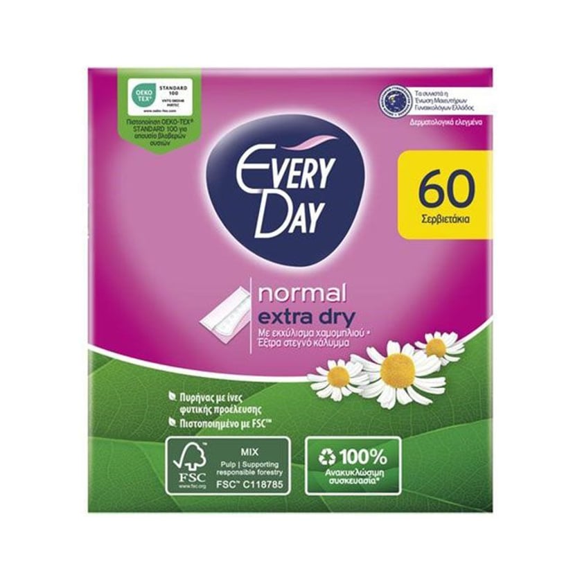 Everyday Σερβιετάκια Extra Dry Normal 60τεμ