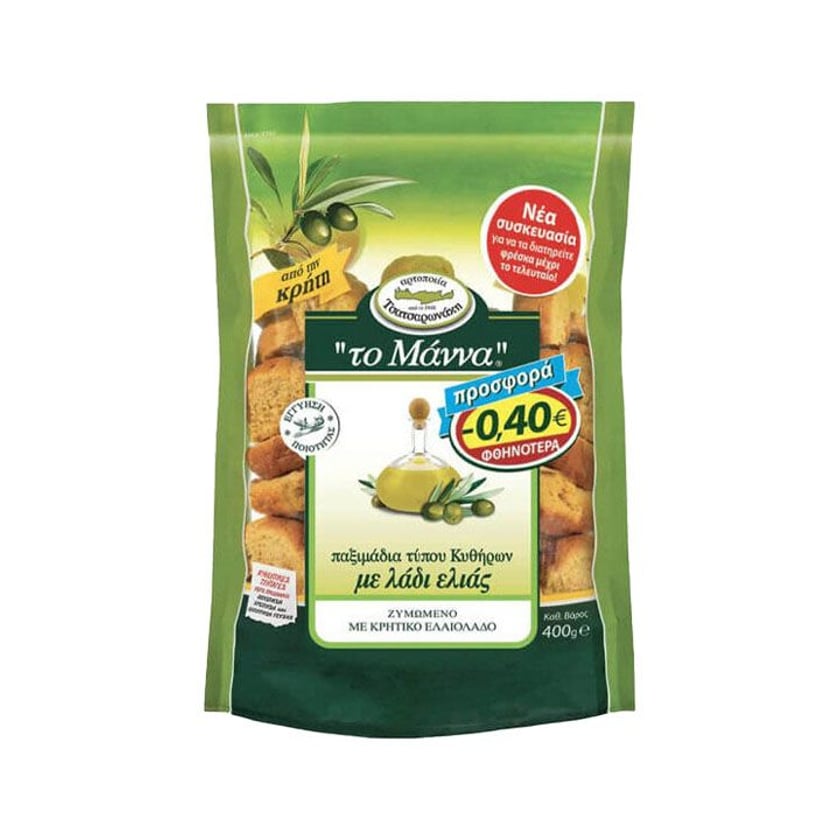 Tsatsaronakis To Manna Kythira Type Rusks With Olive Oil 400g -0.4€