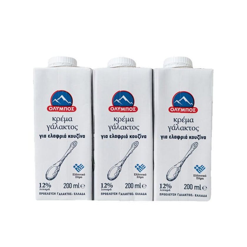 Όλυμπος Κρέμα Γάλακτος 12% Λιπαρά 3x200ml