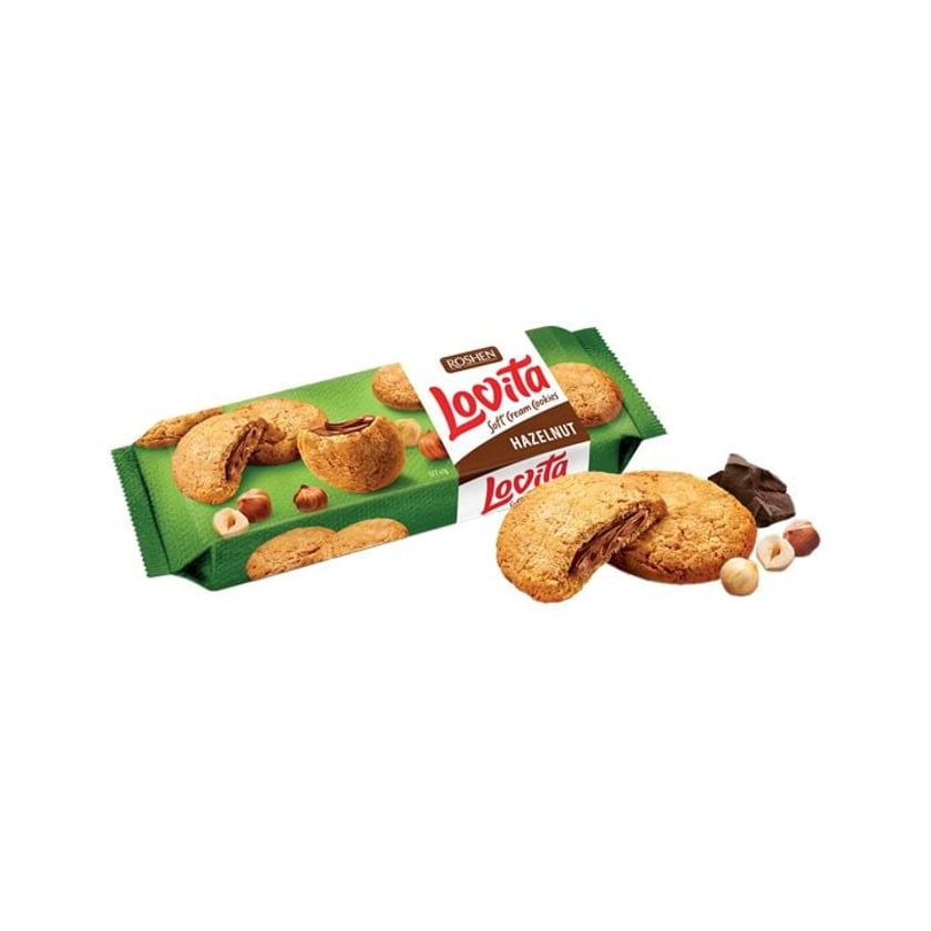 Roshen Lovita Μπισκότα Μαλακά με Γέμιση Κρέμα Φουντούκι 127g