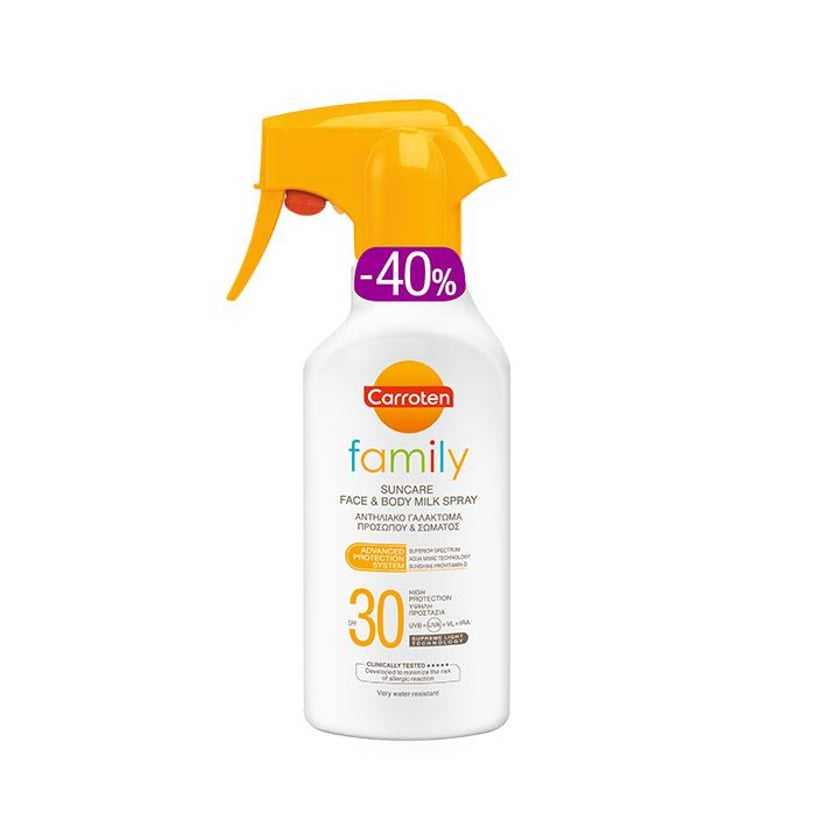 Carroten Αντηλιακό Γαλάκτωμα Family Spray με Αντλία SPF30 270ml
