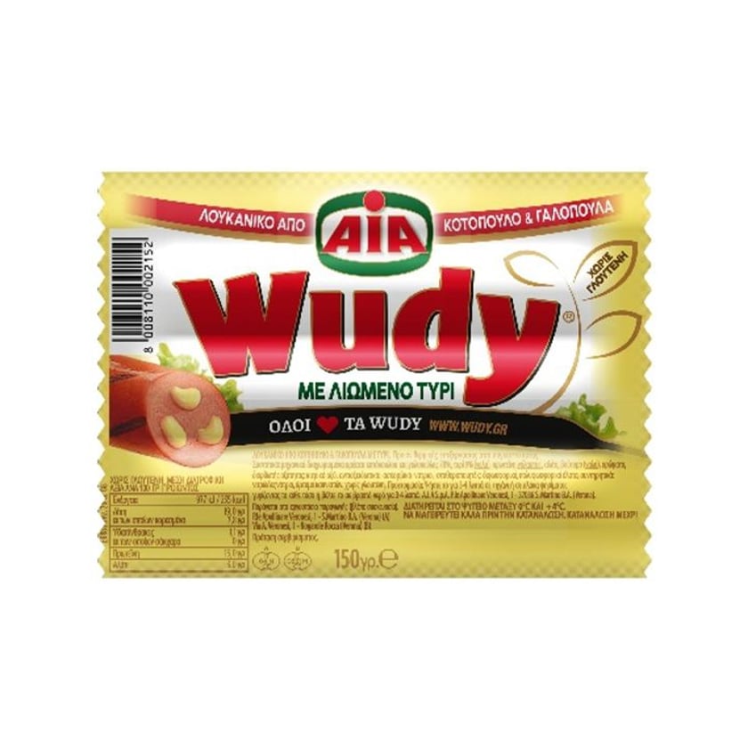 Aia Wudy Λουκάνικα από Κοτόπουλο & Γαλοπούλα με Τυρί Χωρίς Γλουτένη 150g