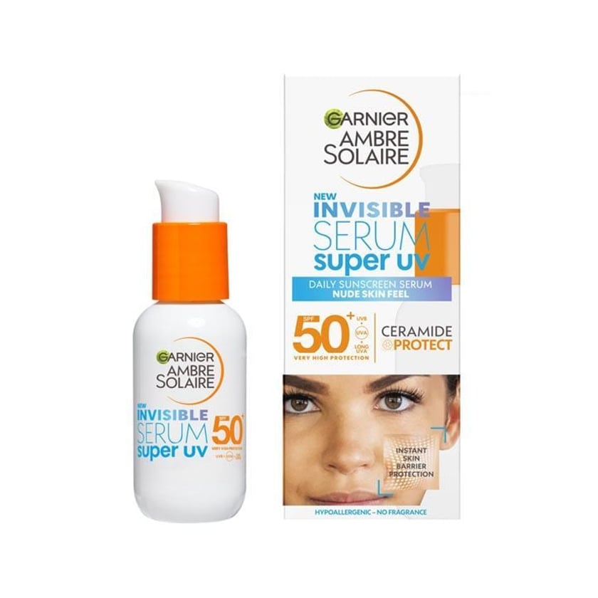 Garnier Ambre Solaire Invisible Super UV Αντηλιακός Ορός Προσώπου SPF50+ 30ml