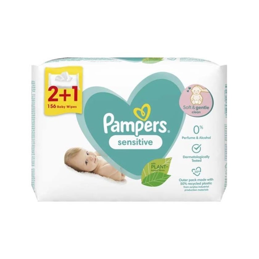 Pampers Μωρομάντηλα Sensitive 3x52τεμ 2+1 Δώρο