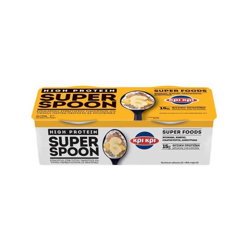 Κρι Κρι Super Spoon High Protein Επιδόρπιο Γιαουρτιού Μπανάνα & Μάνγκο 2x170g