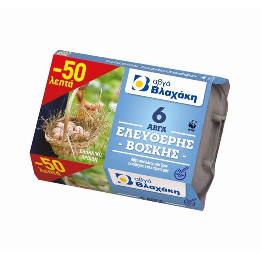 Vlachakis Free Range Eggs In Paper Case 6pcs -0.50€
