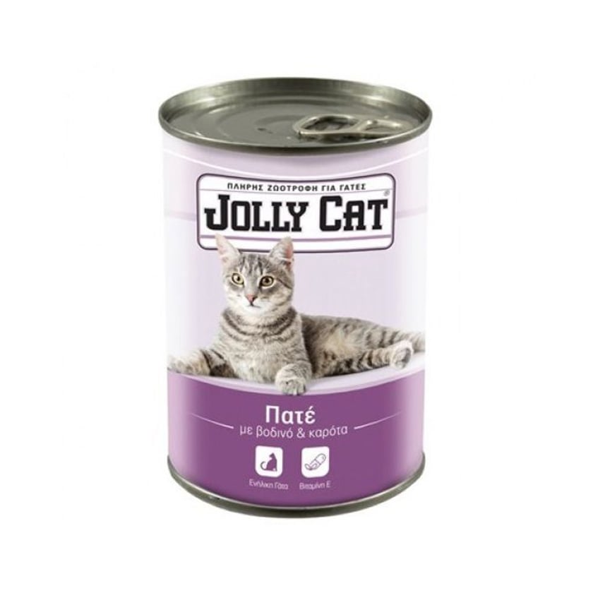 Jolly Cat Υγρή Τροφή για Γάτες Πατέ με Βοδινό & Καρότα 400g