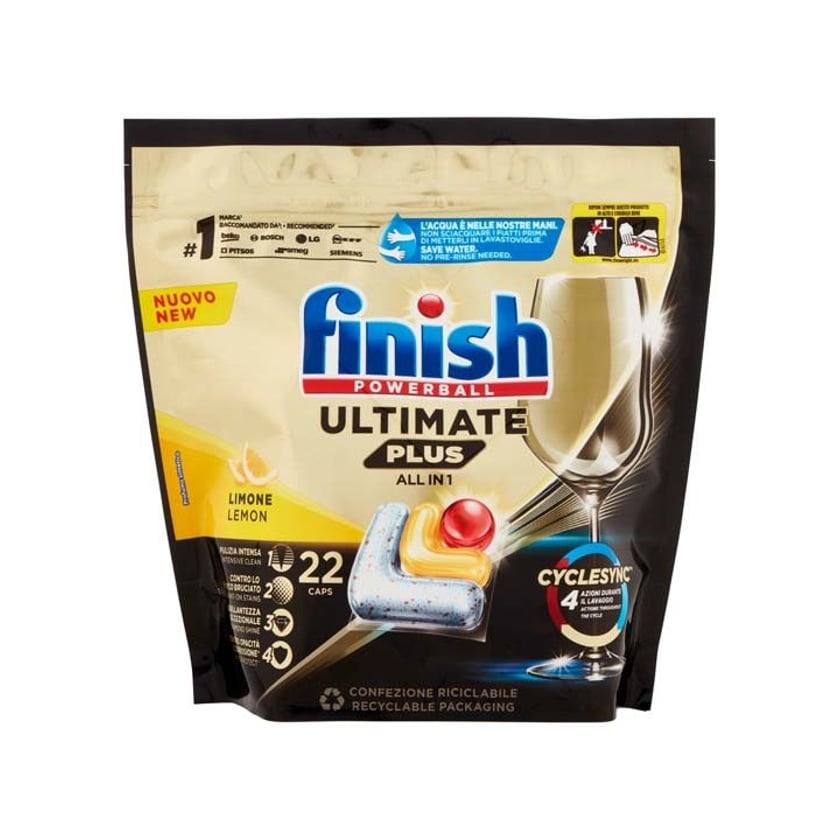 Finish All-In-1 Ταμπλέτες Πλυντηρίου Πιάτων Ultimate Λεμόνι 22τεμ
