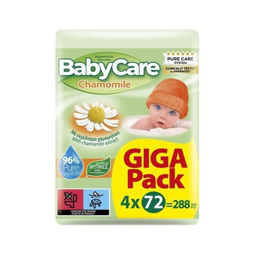 BabyCare Μωρομάντηλα Χαμομήλι Giga Pack 4x72τεμ