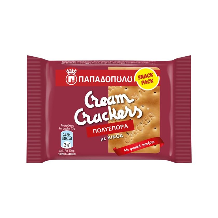 Παπαδοπούλου Cream Crackers Πολύσπορα με Κινόα Snack Pack 50g