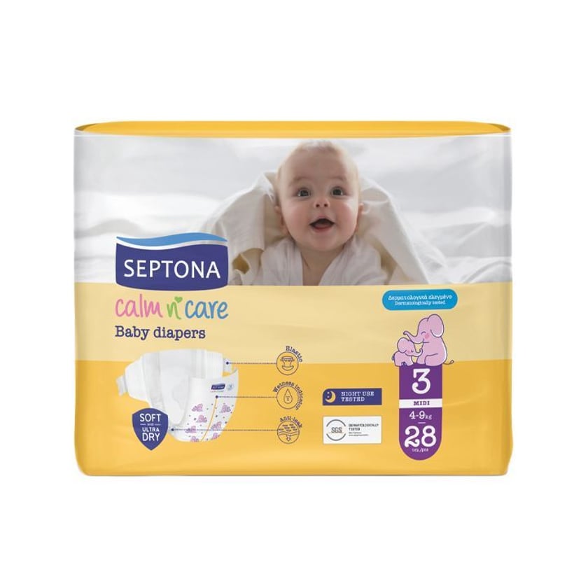 Septona Calm n Care Baby Πάνες Midi No 3 (4-9kg) 28τεμ