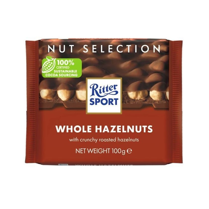 Ritter Sport Σοκολάτα Γάλακτος με Ολόκληρα Φουντούκια 100g