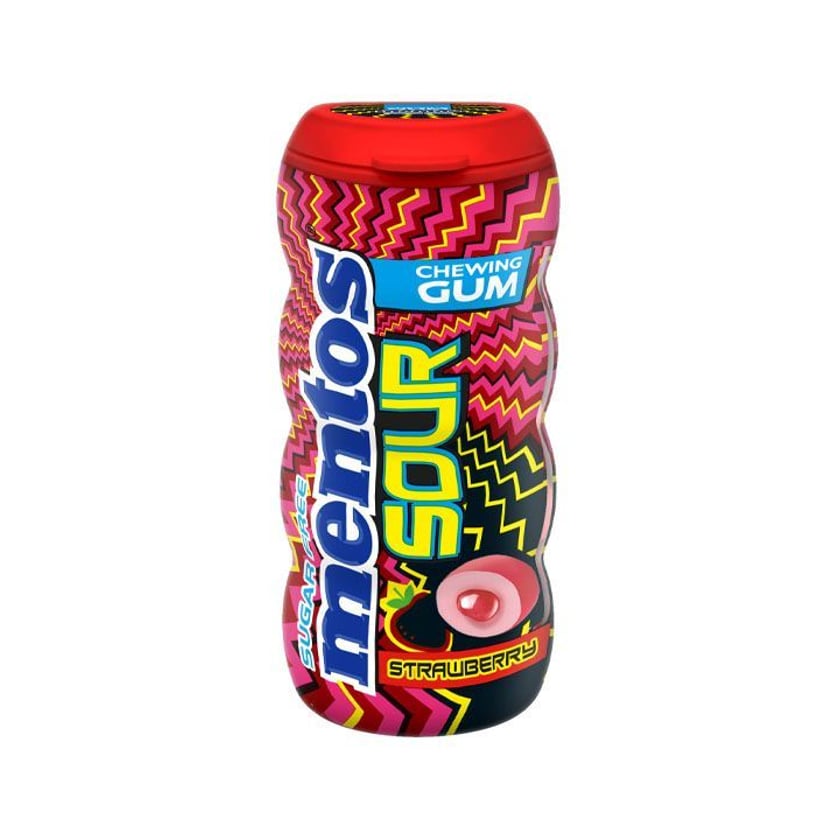 Mentos Sour Tσίχλες Strawberry σε Μπουκάλι 28g