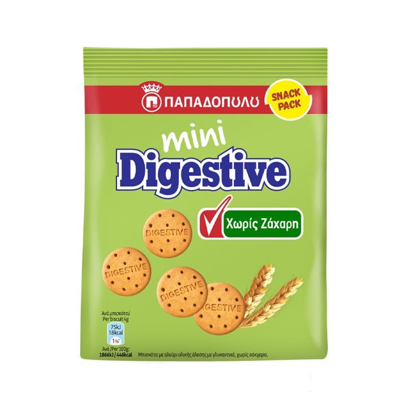 Παπαδοπούλου Mπισκότα Mini Digestive Χωρίς Ζάχαρη 70g