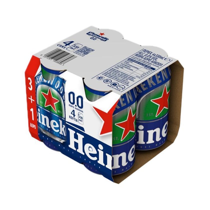 Heineken 0.0% Can 4x330ml 3+1