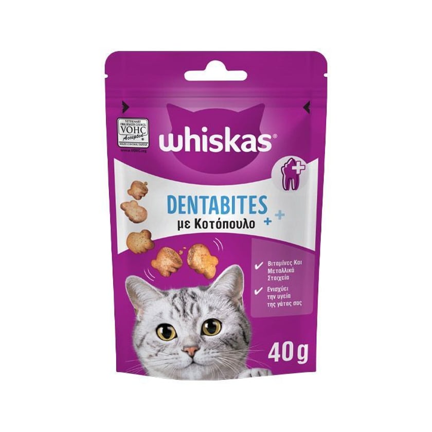 Whiskas Dentabites Λιχουδιές για Γάτες με Κοτόπουλο 40g