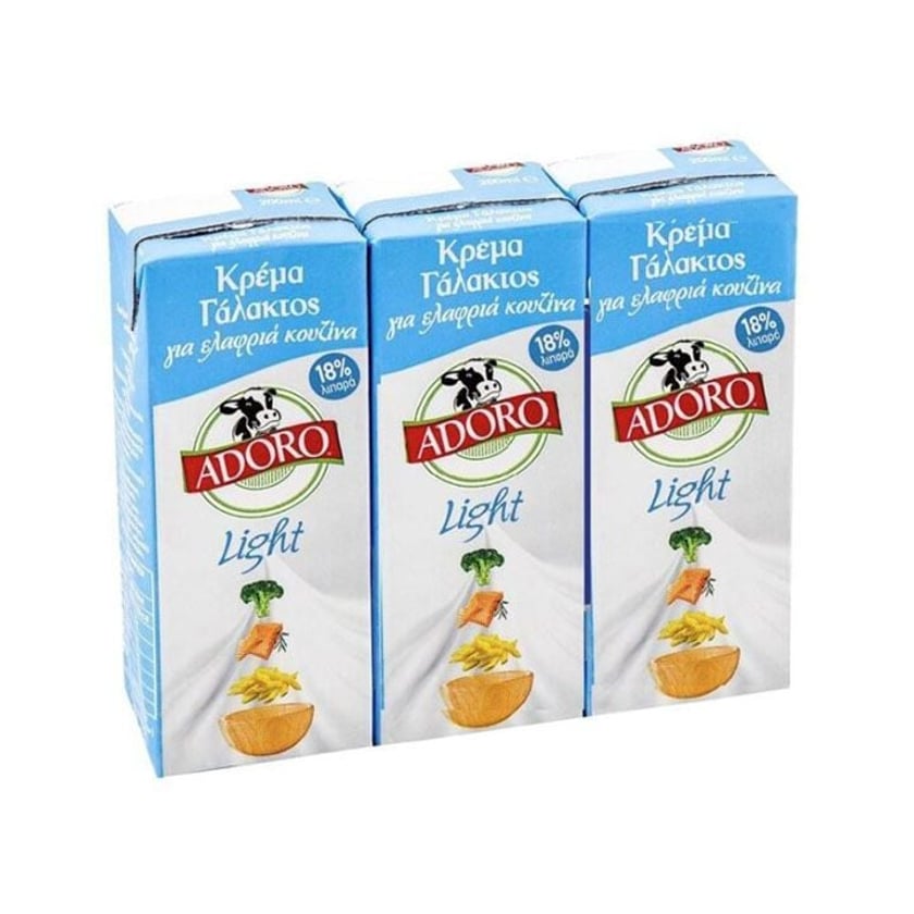 Adoro Κρέμα Γάλακτος 18% Λιπαρά 3x200ml