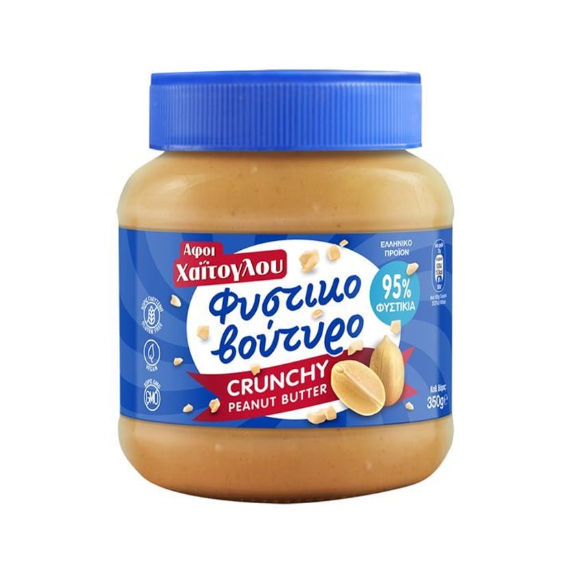 Αφοί Χαΐτογλου Φυστικοβούτυρο Crunchy Χωρίς Γλουτένη 350g