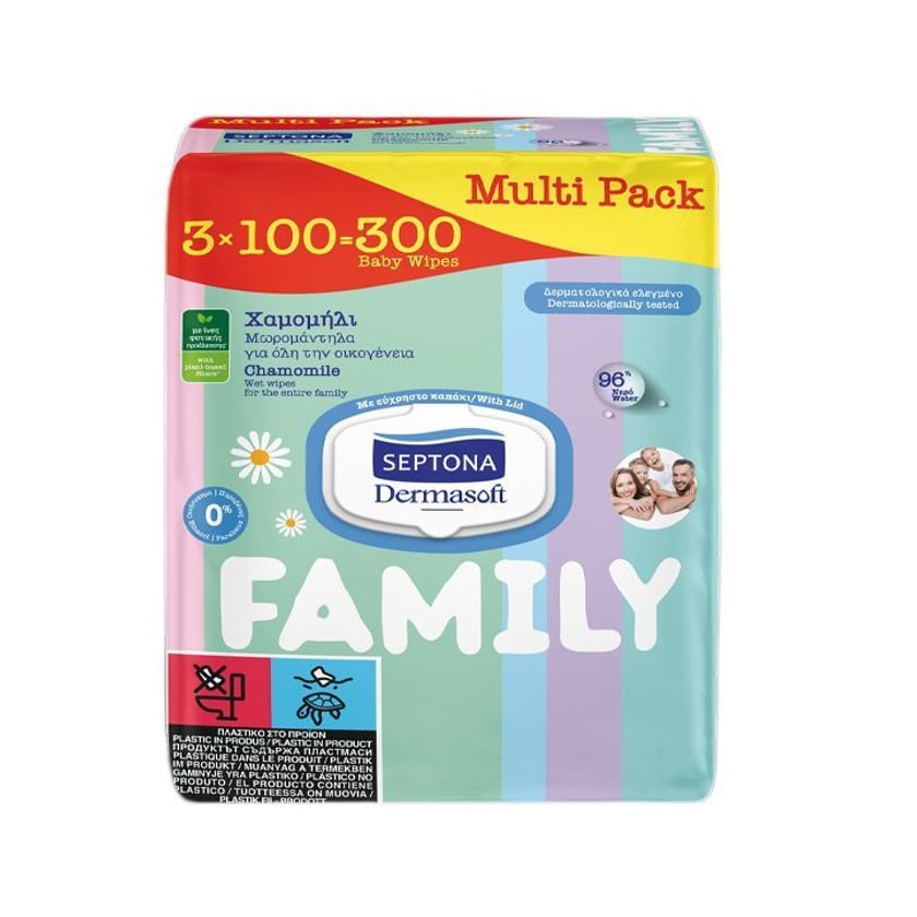 Septona Dermasoft Μωρομάντηλα Family 3x100τεμ