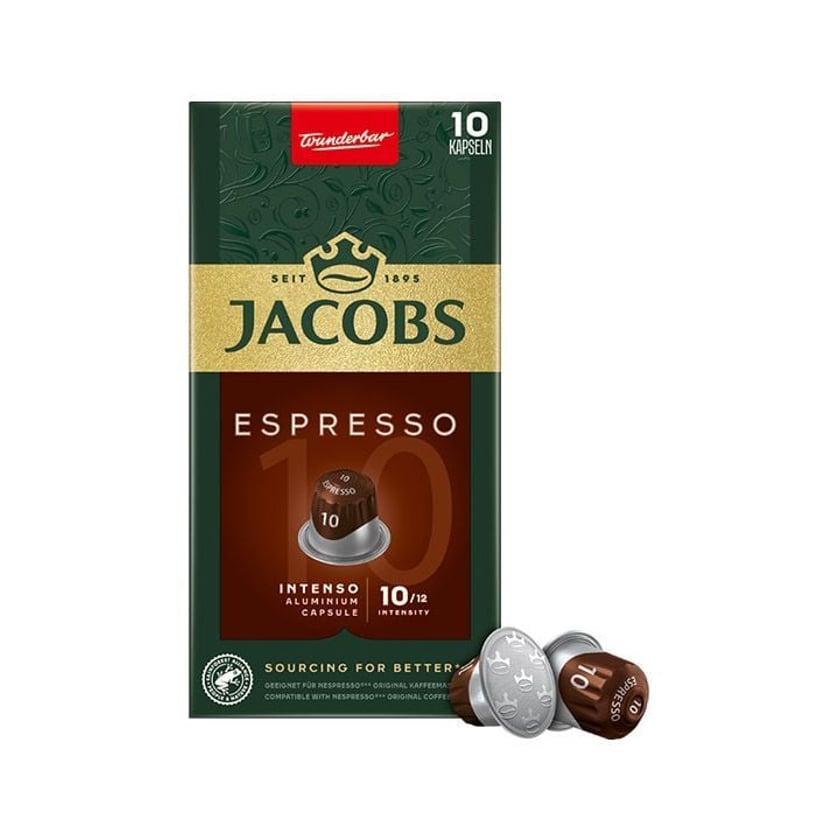 Jacobs Kάψουλες Espresso Intenso 10 Συμβατές με Μηχανές Nespresso 10τεμ